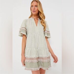 Tuckernuck Olive and Blush Striped Dress